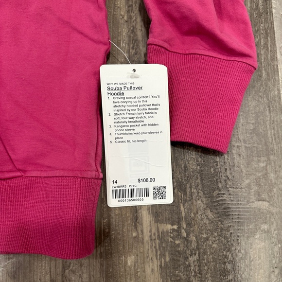 NEW with tags Lululemon Scuba Pullover Hoodie Pink Lychee Sz 14 - Picture 2 of 12
